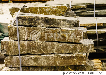Stone masonry material on construction site Stone masonry material on construction site 130090723