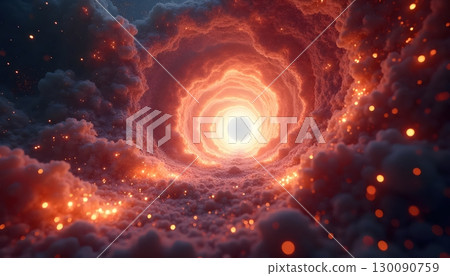 "Endless Surreal Path Made Of Radiant Expanding Light Sparks" 130090759