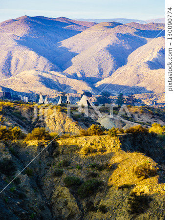 Tabernas desert and Indian village wigwams at Western Leone, Spain 130090774