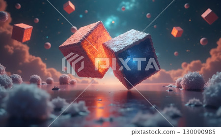 Abstract Cosmic Orbit of Luminous Blocks Across the Universe Abstract Cosmic Orbit of Luminous Blocks Across the Universe 130090985