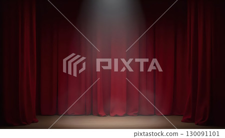 Atmospheric Red Stage with Cinematic Fog and Radiant Spotlights 130091101