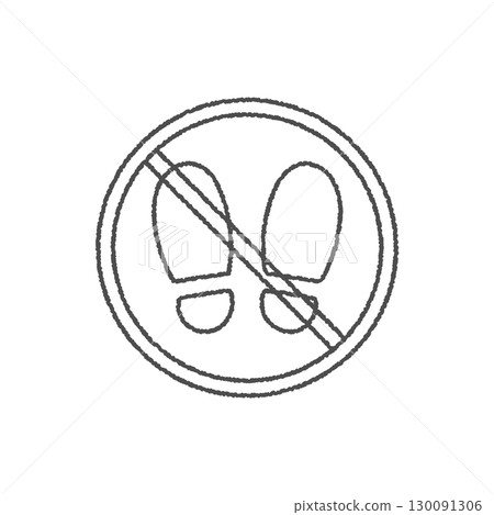 Hand-drawn icon material for no shoes allowed 130091306