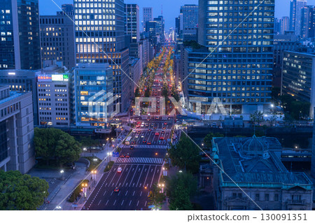 Osaka Prefecture Night view of Midosuji and Osaka cityscape 130091351