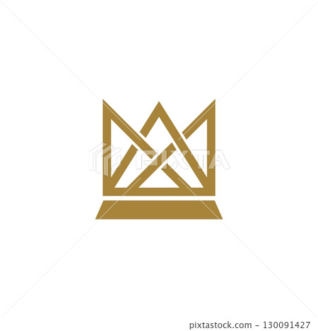 Gold Crown Line Logo Template Illustration Design. Vector EPS 10. 130091427
