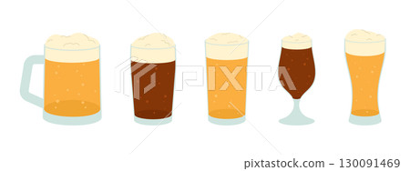 Beer glasses set. Flat vector isolated illustration Beer glasses set. Flat vector isolated illustration 130091469