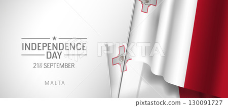 Malta happy independence day greeting card, banner vector illustration 130091727