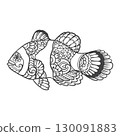Clown fish Outline mandala arts isolated on white background 130091883