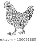 Hen Outline mandala arts isolated on white background 130091885