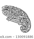 Chameleon Outline mandala arts isolated on white background 130091886