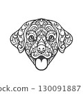 Dog head Outline mandala arts isolated on white background 130091887
