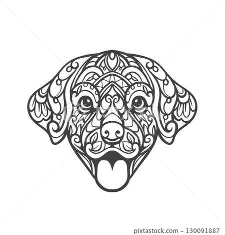 Dog head Outline mandala arts isolated on white background 130091887