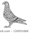Dove bird Outline mandala arts isolated on white background 130091888