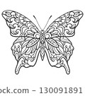 Butterfly Outline mandala arts isolated on white background 130091891