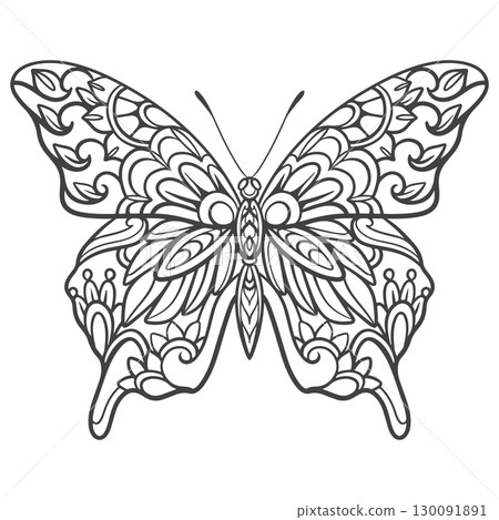 Butterfly Outline mandala arts isolated on white background 130091891