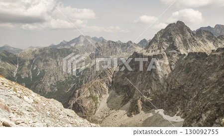 Majestic mountain peaks dominating the slovakian landscape in high tatras 130092755