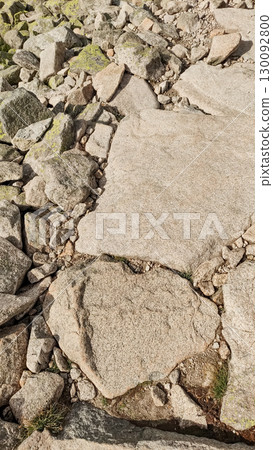 Hiking trail marked with large stones in the high tatras mountains, slovakia Hiking trail marked with large stones in the high tatras mountains, slovakia 130092800