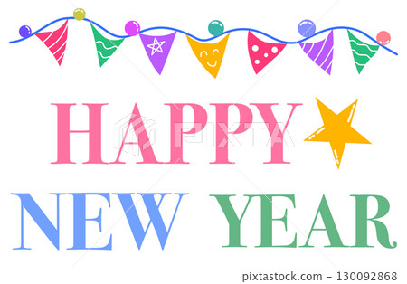 Happy New Year with colorful bunting flags Happy New Year with colorful bunting flags 130092868