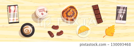 Coffee House Object and Different Element Vector Set 130093468