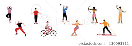 People in Sport Do Different Physical Activity Vector Set 130093511