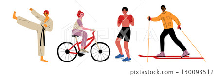 People in Sport Do Different Physical Activity Vector Set 130093512