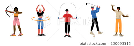 People in Sport Do Different Physical Activity Vector Set 130093515