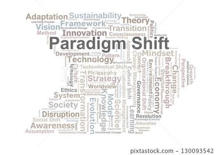 Paradigm Shift Word Cloud. Key Concepts On Transformation, Innovation, Mindset Change, Disruption, Sustainability, And Evolution In Global Knowledge And Society. Paradigm Shift Word Cloud. Key Concepts On Transformation, Innovation, Mindset Change, Disruption, Sustainability, And Evolution In Global Knowledge And Society. 130093542