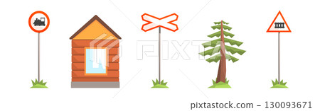 Train Station Object and Different Element Vector Set Train Station Object and Different Element Vector Set 130093671