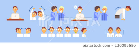 Office Syndrome Man Infographics Template Vector Set Office Syndrome Man Infographics Template Vector Set 130093680