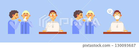 Office Syndrome Man Infographics Template Vector Set Office Syndrome Man Infographics Template Vector Set 130093687