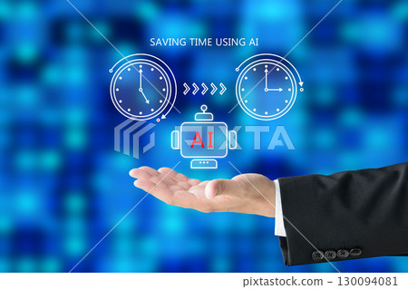 一位商人利用人工智慧創造縮短工作時間的情況的圖片 130094081