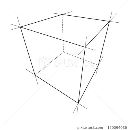 Abstract Geometric Cube with Extended Lines 130094086