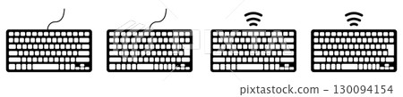 Japanese layout, English layout, wired and wireless keyboard simple icon Japanese layout, English layout, wired and wireless keyboard simple icon 130094154