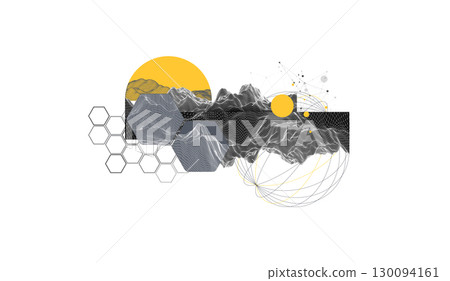 Abstract wireframe background. Modern science or technology art elements. Surface illustration. Abstract wireframe background. Modern science or technology art elements. Surface illustration. 130094161