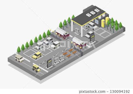 Isometric gas station Isometric gas station 130094192