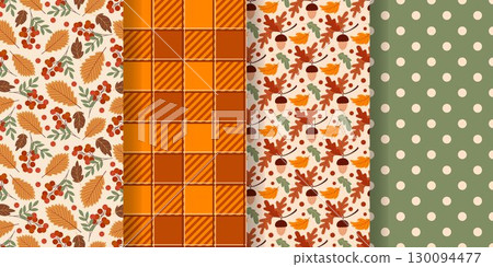 Set of cozy autumn seamless patterns 130094477