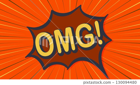 Speech bubble with word OMG on explosion background 130094480