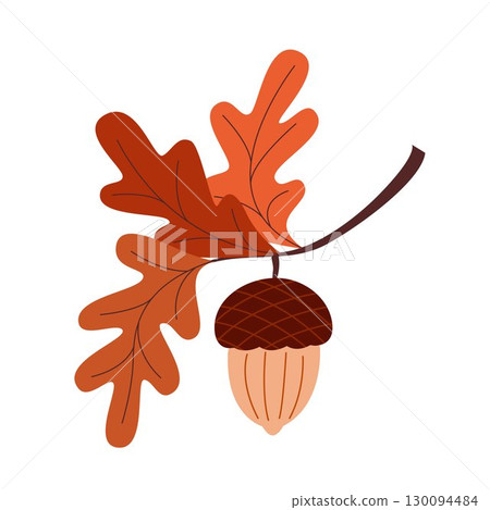 Acorn on branch with leaves clip art Acorn on branch with leaves clip art 130094484