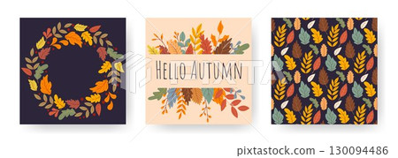 Set of autumn square templates for social networks Set of autumn square templates for social networks 130094486