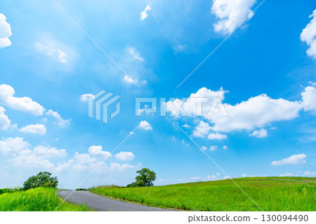 藍天和雲彩和大草原 130094490