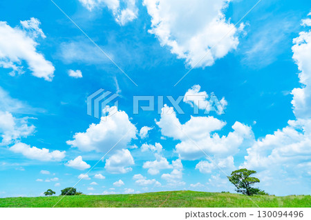 Blue sky and clouds and prairie 130094496