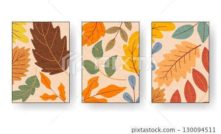 Set of colorful textured autumn posters Set of colorful textured autumn posters 130094511