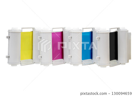 Cartridges for CMYK colour inkjet printer. 130094659