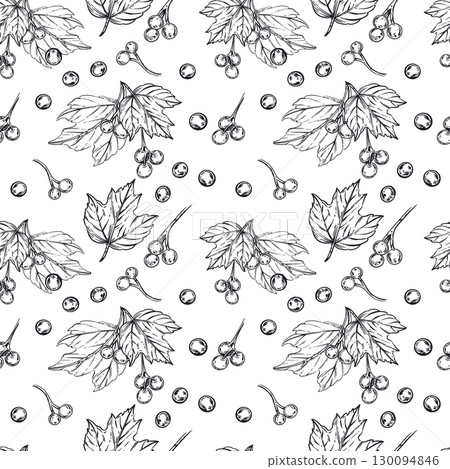 Seamless vector pattern of viburnum berries,... - Stock Illustration ...