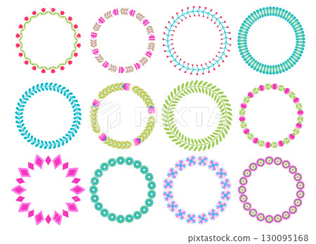 Decorative Floral Wreath Collection Vector 130095168