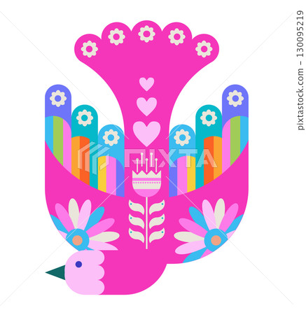Pink Mexican Folk Bird Ornament 130095219