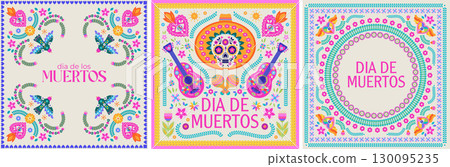 Folk Birds Dia De Muertos 130095235