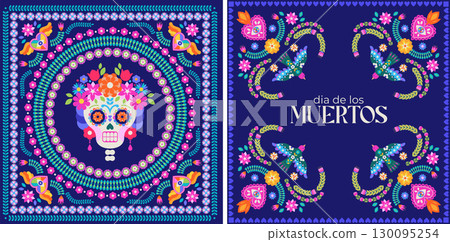 Sugar Skull Floral Mexican Pattern 130095254