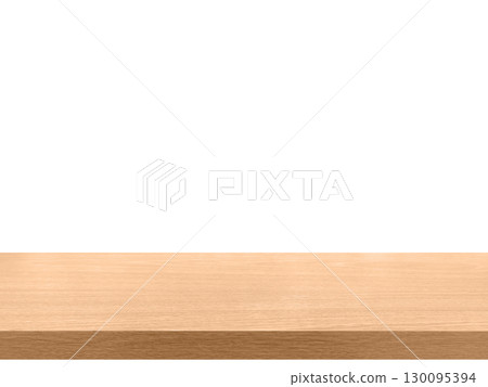 Empty wooden table, smooth wooden counter, isolated on white background. 130095394