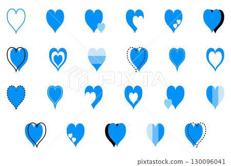 Simple heart mark set blue Simple heart mark set blue 130096041