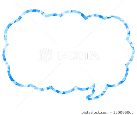 Stained glass style speech bubble, triangular pattern, elongated cloud shape 130096063